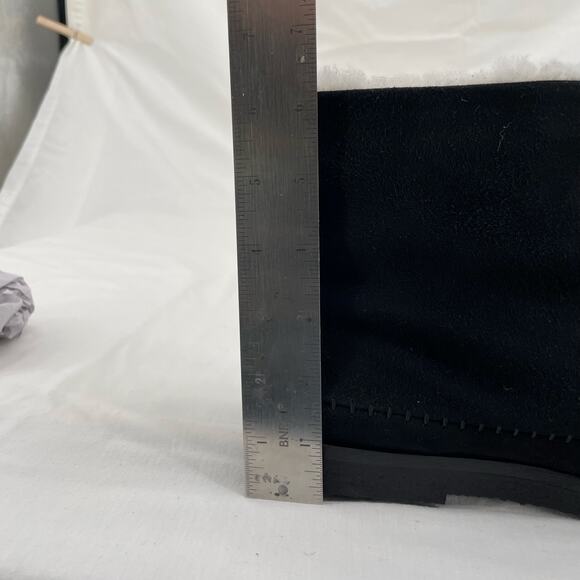 Jenni Kayne Black Suede Shearling Moc Boot Neutral Minimalist Ankle Bootie 38 - Picture 12 of 13